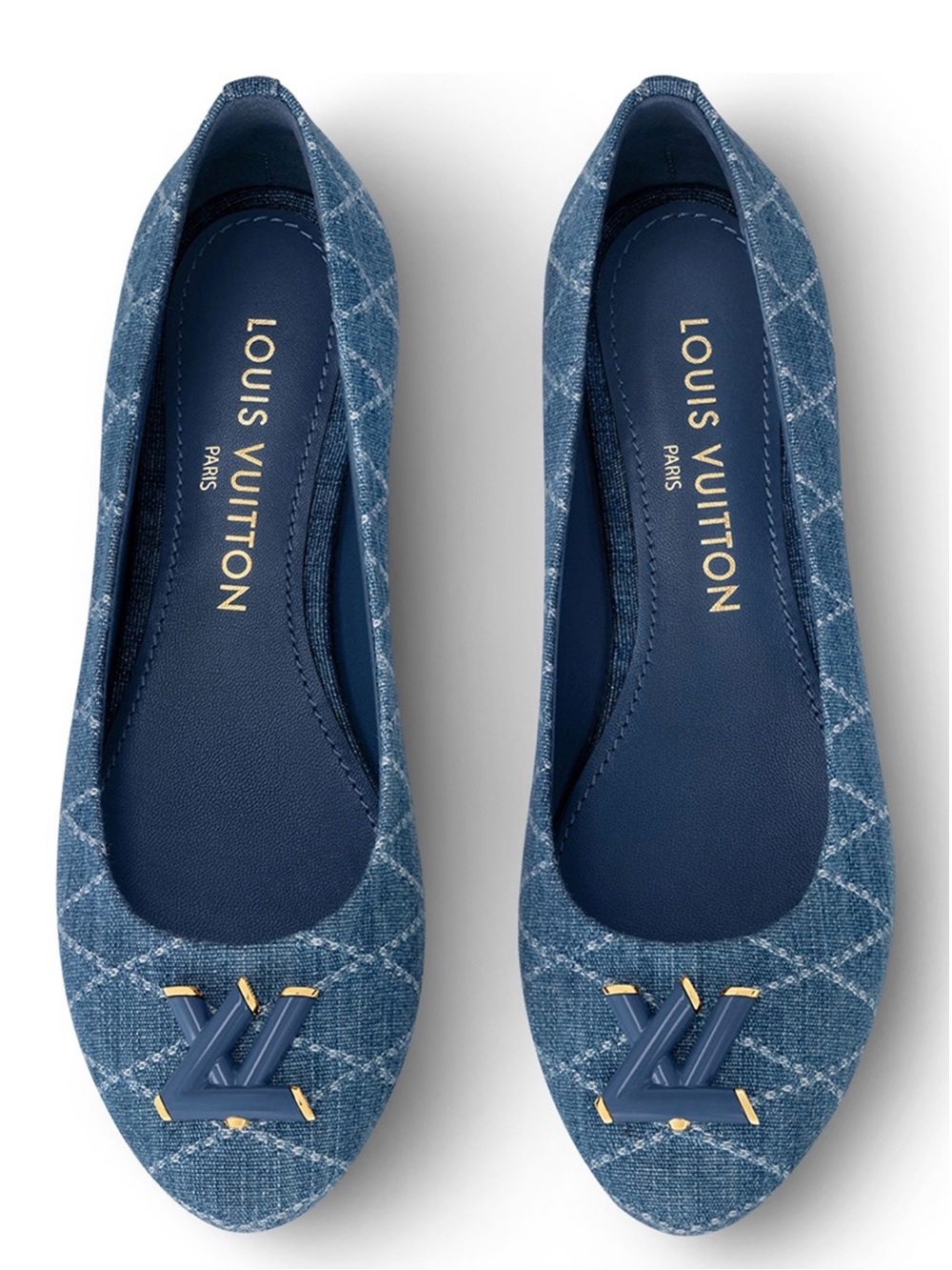 Louis Vuitton Denim Blue LV Logo Ballet Flats